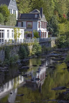 MONSCHAU - small town Monschau in Germany. The historic town center has many half-timbered houses and narrow streets remained nearly unchanged for 300 years