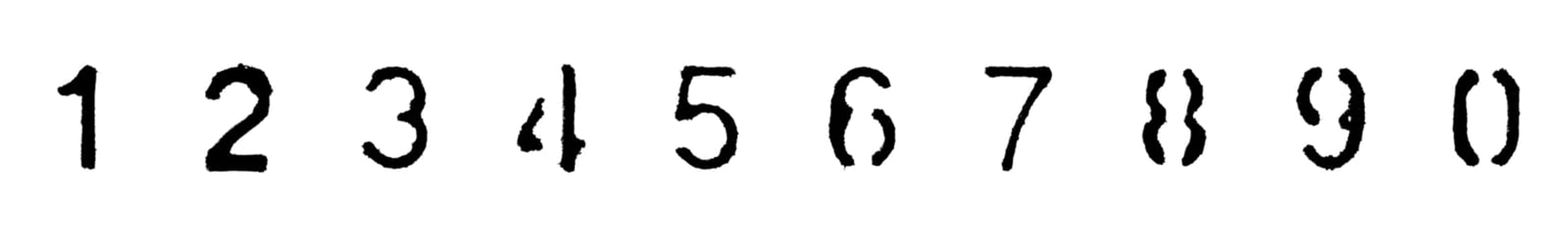 Set of black stencil numbers: 0, 1, 2, 3, 4, 5, 6, 7, 8, 9