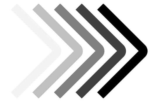 Arrow or waywiser banner with color transition grey black