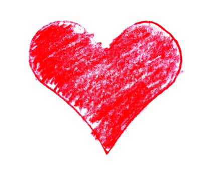 Hand painted red heart made with chalk or pencil