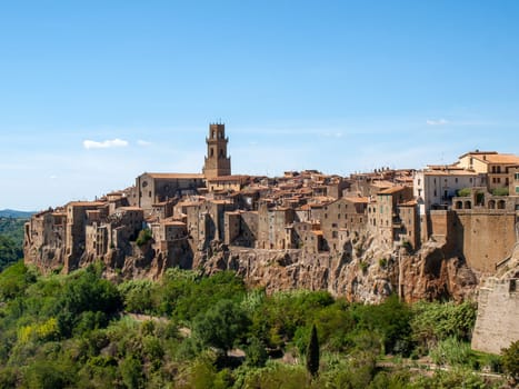 Pitigliano - the picturesque medieval town founded in Etruscan time on the tuff hill in Tuscany, Italy.