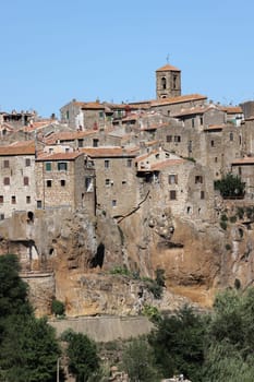 Pitigliano - the picturesque medieval town founded in Etruscan time on the tuff hill in Tuscany, Italy.