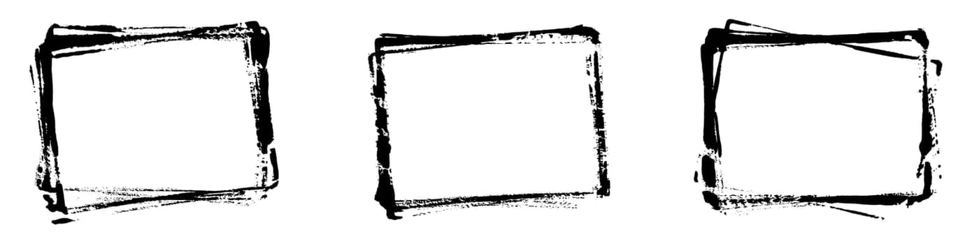 Three black hand painted or stencil frames with copy space