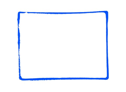 Blue hand painted frame with copy space on white background