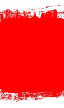 Red background with copy space and grunge frame made with paintbrush or graffiti spray