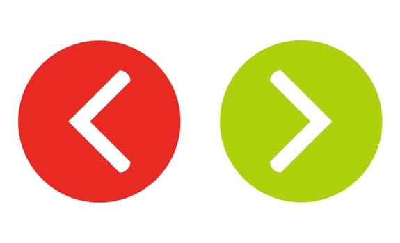Two red and green round buttons with arrow left and right