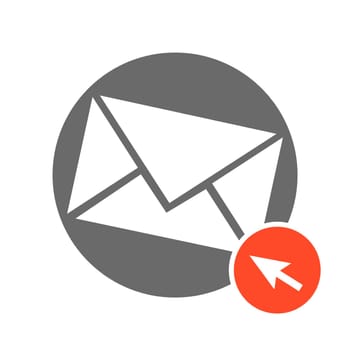 Grey Button with red computer arrow: Newsletter and Contact online