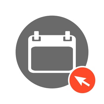 Grey Button with red computer arrow: Calendar online