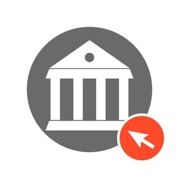 Grey Button with red computer arrow: Architecture or Museum online