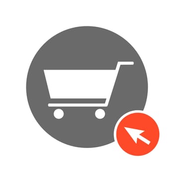 Grey Button with red computer arrow: Shopping or Supermarket online