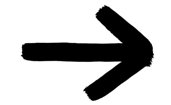 Hand painted arrow with black color showing right - Paintbrush drawing