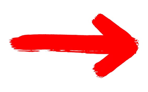 Hand painted arrow with red color showing right - Paintbrush drawing
