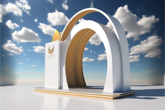 Arch in the sky podium for product display.