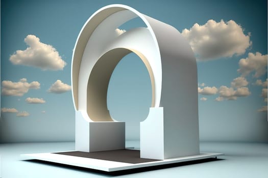 Arch in the sky podium for product display.