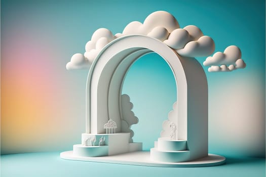 Arch in the sky podium for product display.