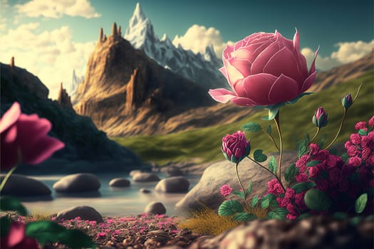 rose in the background of the landscape.