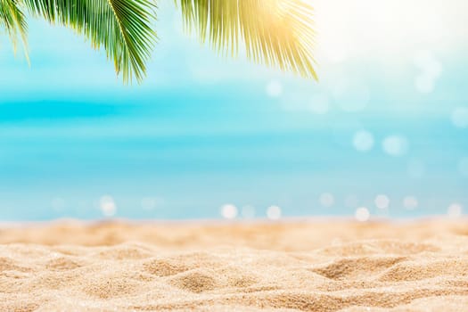 Tropical beach with sun light wave abstract background. Copy space of summer vacation and business travel concept