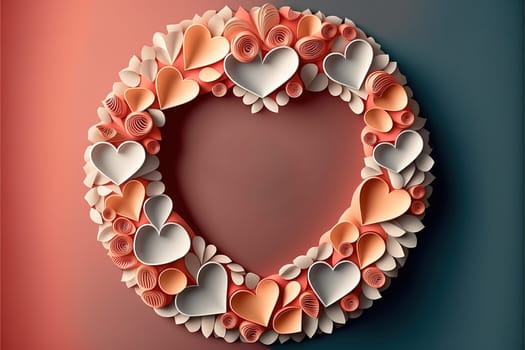 Circle graphic frame with hearts Valentines Day.
