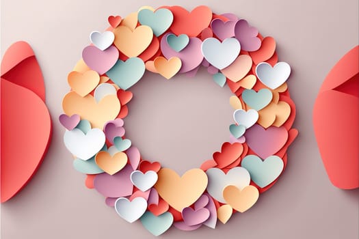 Circle graphic frame with hearts Valentines Day.
