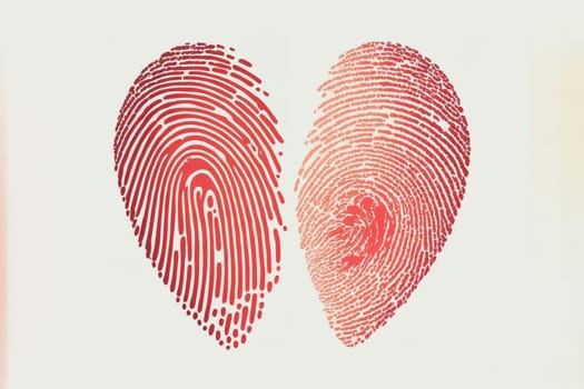 Fingerprint heart isolated vector red thumb print.