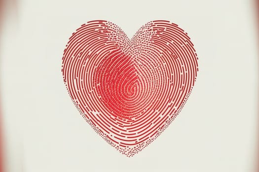Fingerprint heart isolated vector red thumb print.