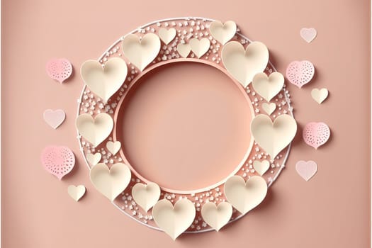 Circle graphic frame with hearts Valentines Day.