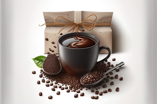 A mug of heart shape with coffee beans for Banner Cafes and restaurants.