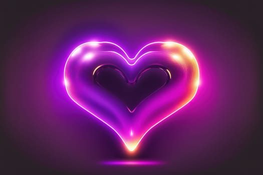 Bright heart Neon sign Retro neon heart sign.