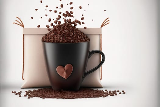 A mug of heart shape with coffee beans for Banner Cafes and restaurants.