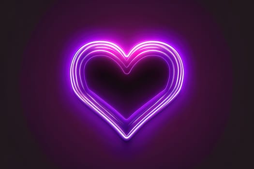 Bright heart Neon sign Retro neon heart sign.