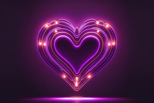 Bright heart Neon sign Retro neon heart sign.