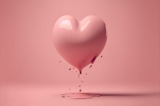 Heart shape made of Pink balloon floating on pink background.