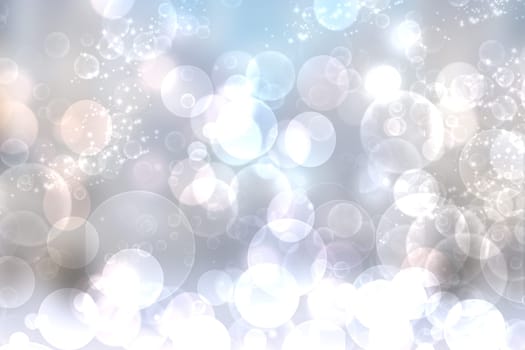 A festive abstract gradient gray silver background texture with glitter defocused sparkle bokeh circles and stars. Card concept for Happy New Year, party invitation, valentine or other holidays.