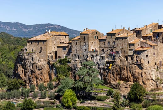 Pitigliano - the picturesque medieval town founded in Etruscan time on the tuff hill in Tuscany, Italy.