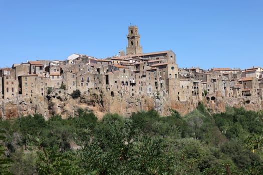 Pitigliano - the picturesque medieval town founded in Etruscan time on the tuff hill in Tuscany, Italy.