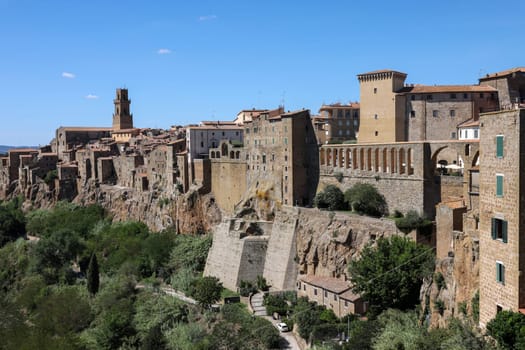 Pitigliano - the picturesque medieval town founded in Etruscan time on the tuff hill in Tuscany, Italy.