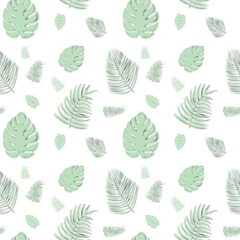Seamless pattern with tropical leaves. Background for wallpapers, textiles, packaging. Vector image.