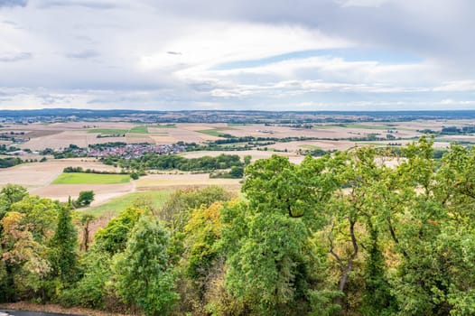 Beautiful landscape view of Odenwald forest at otzberg, view from veste otzberg during cloudy day, germany