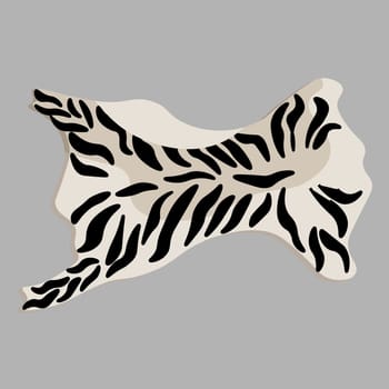 Carpet skin zebra. Striped carpet black and white. interior in African style. Hunter trophy. Luxury interior.