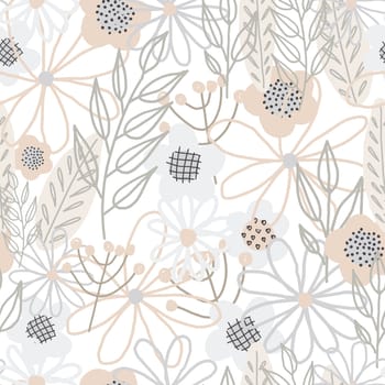 spring seamless pattern children's cute. floral seamless pattern with many decorative flowers, leaves and twigs. For fashion fabrics, children s clothing, T-shirts, postcards, templates and scrapbooki