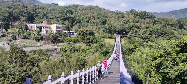 Baishi Lake Suspension Bridge, Taipei City - Feb 17, 2023 : Baishi Lake Suspension Bridge, Taipei City, Taiwan