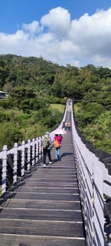 Baishi Lake Suspension Bridge, Taipei City - Feb 17, 2023 : Baishi Lake Suspension Bridge, Taipei City, Taiwan