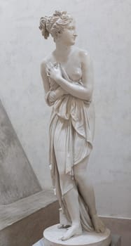 Possagno, Italy - June 2022: Venere Italica - Italian Venus - by Antonio Canova, 1811. Beautiful goddess statue in museum