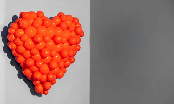 Red heart - symbol of love, romantic, celebration. Concept with copy space