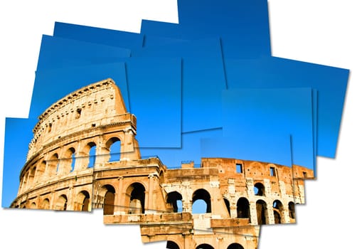 Italy, Rome - Roman Colosseum with blue sky, the most famus Italian landmark