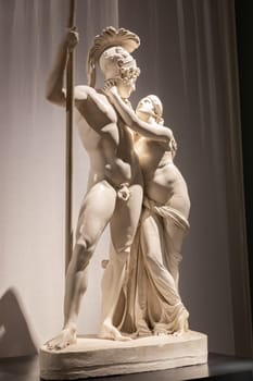 Bassano del Grappa, Italy - December 2022: Venus and Mars by Antonio Canova, 1816. Concept of love, couple, eros, peace in classical statue
