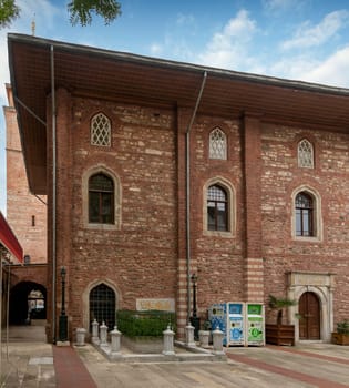 Courtyard of Arap Mosque, or Arap Camii, formerly a Roman Catholic church, suited in Karakoy neighborhood, Beyoglu district, Istanbul, Turkey