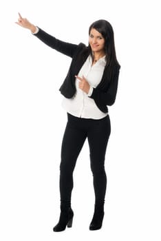 a young black-haired woman gesticulated with her poor