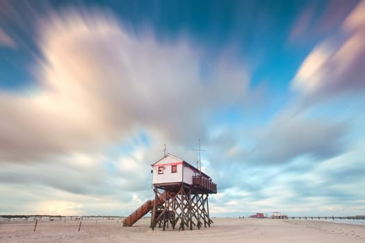 Stilt house on the North Sea
