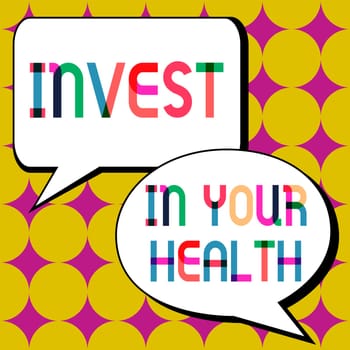 Text caption presenting Invest In Your Health, Business showcase Live a Healthy Lifestyle Quality Food for Wellness